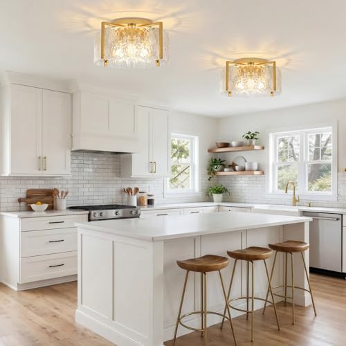 16'' Gold Semi Flush Mount Ceiling Light