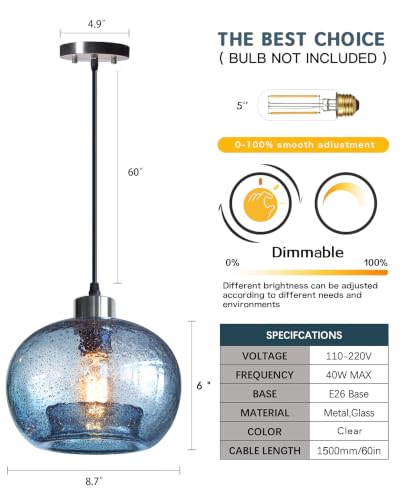 Glass Pendant Lights Kitchen Island (2 Count)