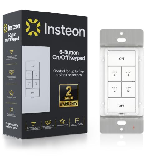 6-Button On/Off Keypad, in-Wall Smart Home Scene Controller - 2487S