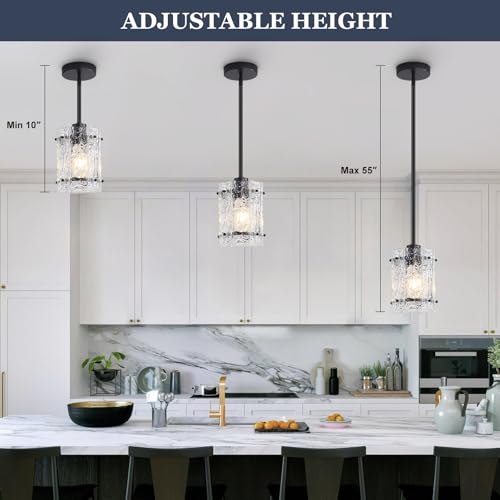 Black Glass Pendant Lights Kitchen Island (2 Count)