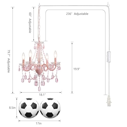 Plug in Crystal Pink Chandelier