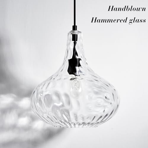 11" Clear Hammered Glass Pendant Light
