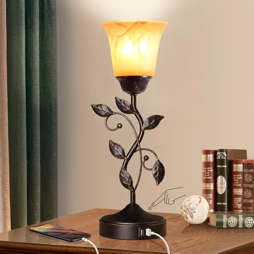 Touch Control Leaf Vintage Table Lamp with 3