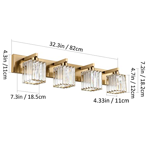 Bathroom Lighting Fixtures Modern Crystal Vanity Light Brass 4 Light Bathroom Vanity Light