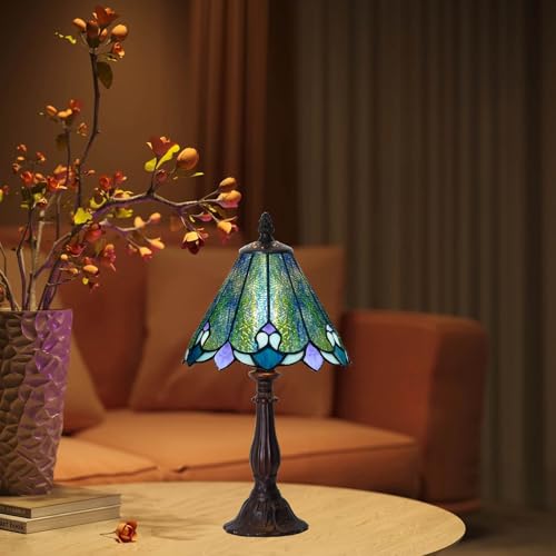 Tiffany Lamp Butterfly Stained Glass Bedside Nightstand Table Lamp