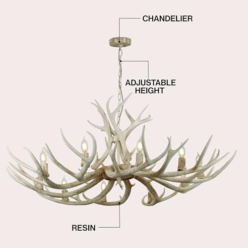 Eldora 10 Light Resin Antler Chandelier 49"