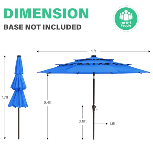 9 ft 3 Tier Outdoor LED Lighted Patio Umbrella w