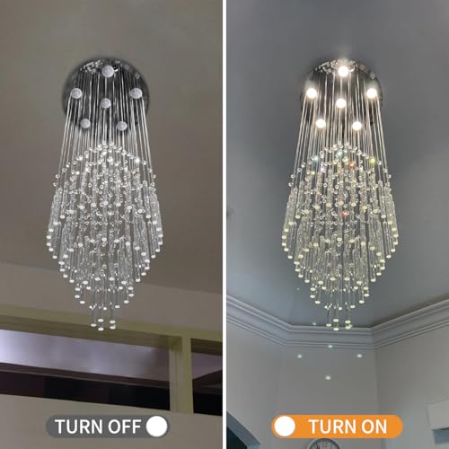 6 Light Flush Mount High Ceiling Chandelier