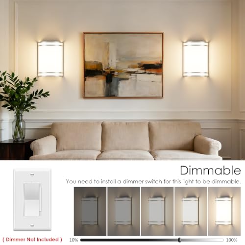 Modern Wall Sconces 15W LED Indoor Hardwired Dimmable 3000K 4000K 5000K Wall Lights for Living Room Hallway Bedroom
