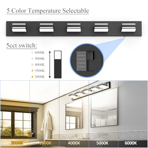 40.5inch Black Vanity Light with 5 Color Temperatures