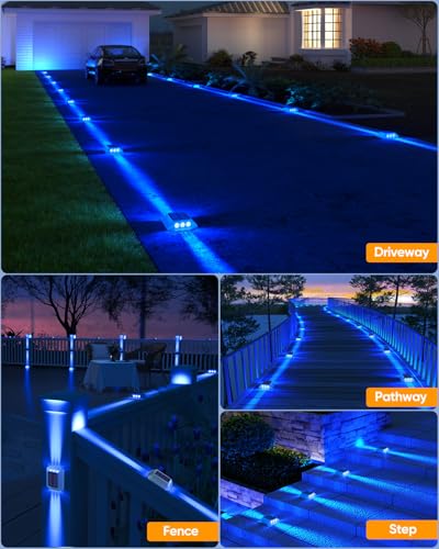 Blue Solar Dock Lights for Outside IP68 Waterproof Led 12 Pack (12 Count)