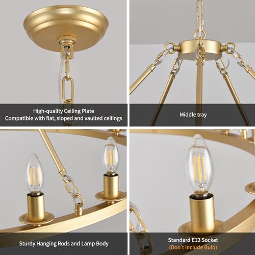 Large Gold Wagon Wheel Chandelier 48