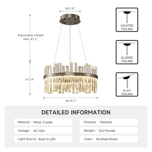 Nickel Led Modern Crystal Chandelier