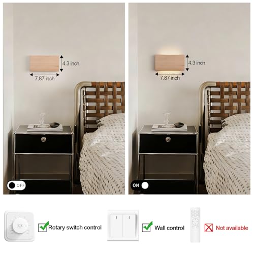 Wood Wall Sconce Indoor Wall Lights Hardwired 2 Pack Up and Down Wall Mount Light for Living Room Bedroom Hallway Lights