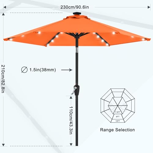 7.5ft Patio Umbrella with Solar Lights