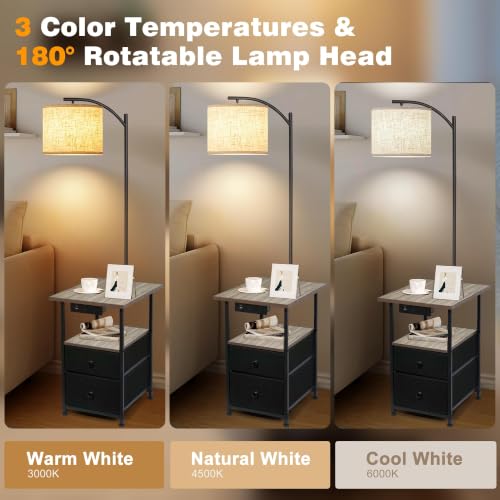 Floor Lamp with Table & 2 Drawers