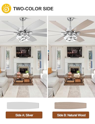 72 Inch Large Modern Ceiling Fans with Lights