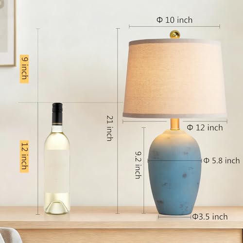 21'' Set of 2 Coastal Small Ceramic Lamps for Bedroom (2 Count)