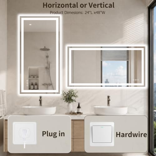 24"x48" LED Bathroom Mirror with Lights