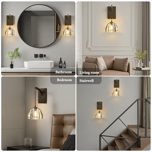 Crystal Brass Dome Wall Sconce