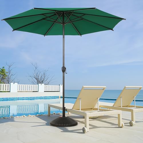 11FT Lyon Outdoor Patio Umbrella Outdoor Table Umbrella with Push Button Tilt and Crank Market Umbrella 8 Sturdy Ribs UV Protection Waterproof for Garden Deck Backyard Pool Dark Green