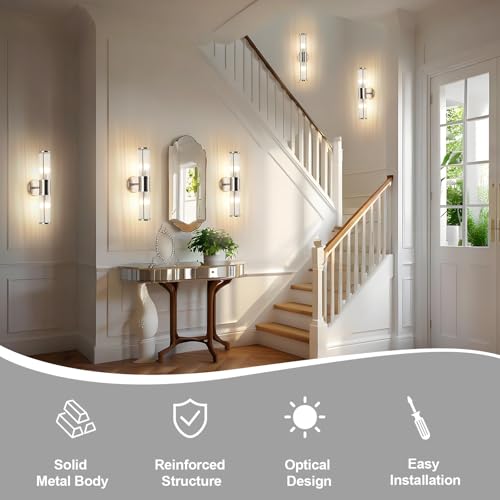 Brushed Nickel Wall Sconce with Glass Rods