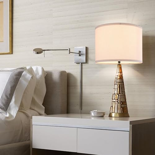 Beige Bamboo Knot Linen Textured Lamp Shades Set of 2 Large Drum Lamp Shade 16``Top x 16``Bottom x 12``High (2 Count)