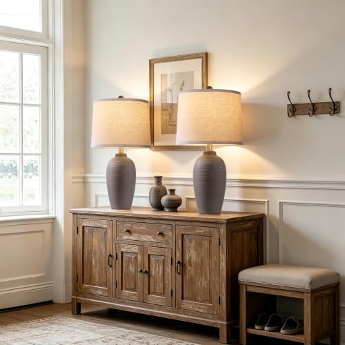25" Farmhouse Ceramic Table Lamp for Bedroom Living Room