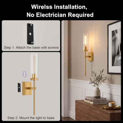 Wireless Wall Sconces with Remote Control (2 Count)