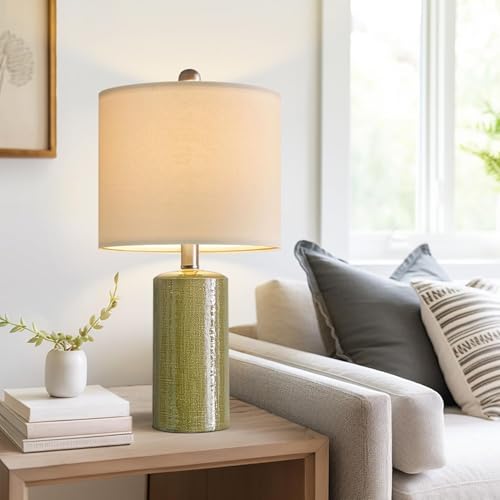 20.25" Small Single Table Lamp for Bedroom Modern Ceramic Nightstand Lamp