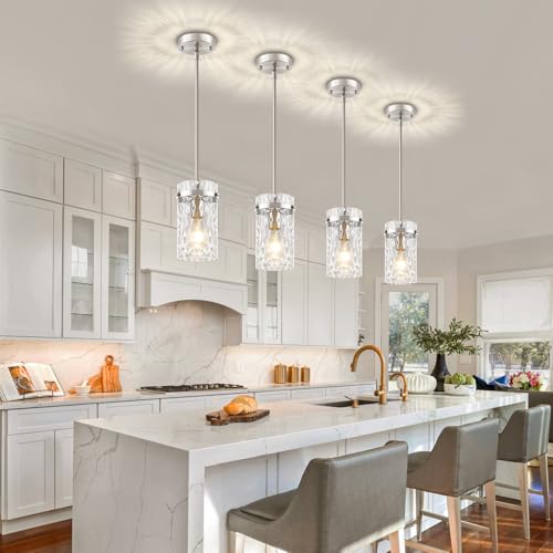 3 Pack Brushed Nickel Pendant Lights Kitchen Island Modern Hanging Light (3 Count)