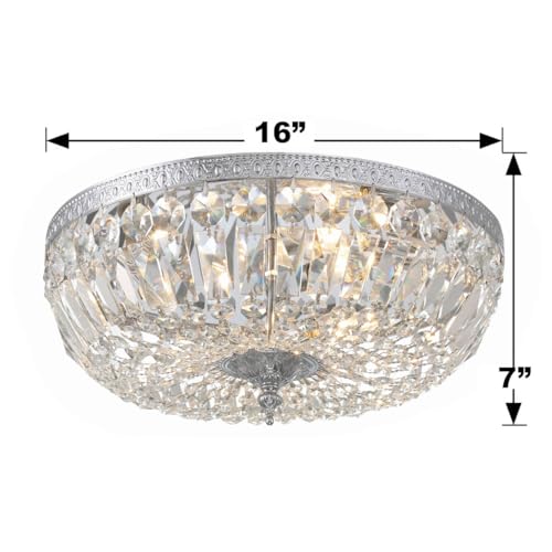 3 Light Spectra Crystal Polished Chrome Flush Mount