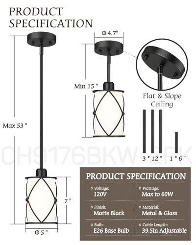 Glass Pendant Lights Kitchen Island (2 Count)