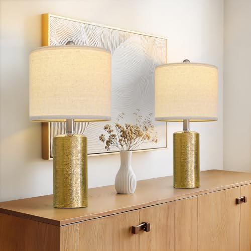 Small Table Lamps Set of 2 for Living Room 20.25" Gold Lamps Bedside Lamps (2 Count)