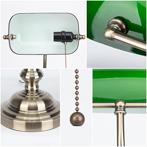 Green Glass Bankers Desk Lamp