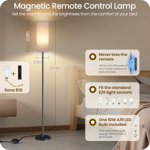 Set of 2 Dimmable Floor Lamps for Living Room with 2 Remotes and Foot Switch (2 Count)
