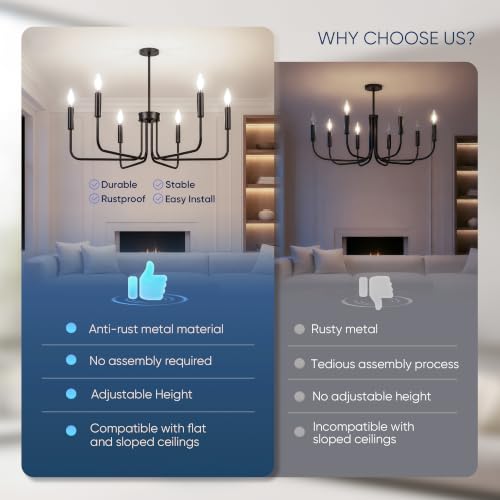 6 Light Black Chandelier