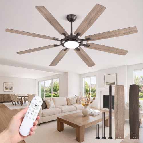72 Inch Black Ceiling Fans with 3CCT Lights and Remote (Oil Bronze / 72")