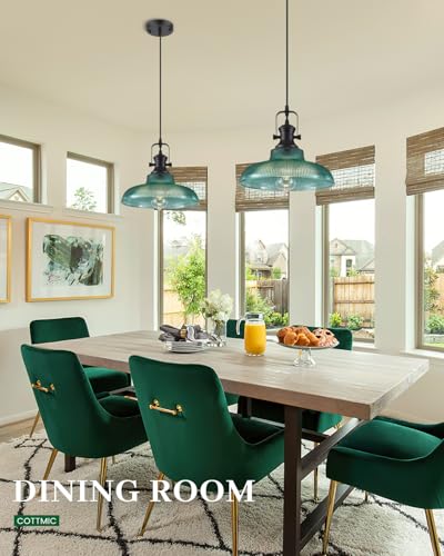 Green Glass Pendant Lights Kitchen Island (2 Count)