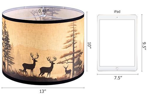 HD Printing Deer Drum Lamp Shade 13"x13"x10" Assembly Required Lampshade for Table Lamp