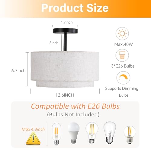 12.6inch Flush Mount Ceiling Light Fixture