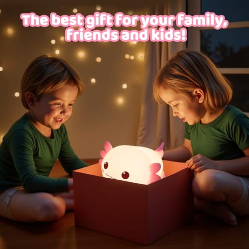 Huggwaii Squishy Axolotl Night Light for Kids
