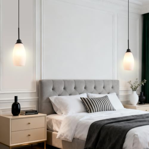 3 Lights Industrial Pendant Light with Glass Shade Matte Black Pendant Lighting Adjustable Industrial Retro Style Hanging Light