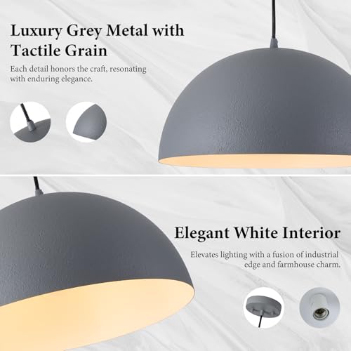 16" Grey and White Industrial Pendant Lights Kitchen Island