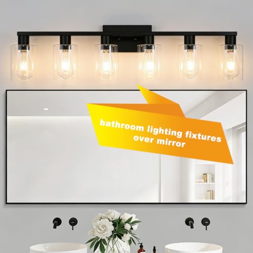 6 Light Bathroom Vanity Light Black