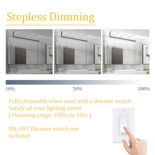 Modern Led Chrome Bathroom Vanity Lights 5 Color Temperature Dimmable Acrylic Modern LED Chrome Bathroom Lighting Fixtures Over Mirror (4 Count)