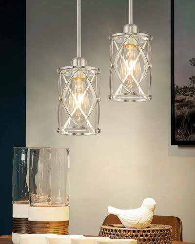 Brushed Nickel Pendant Lights Kitchen Island 2 Pack (2 Count)