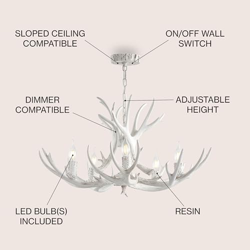 Eldora 5 Light Resin Antler Chandelier 30"