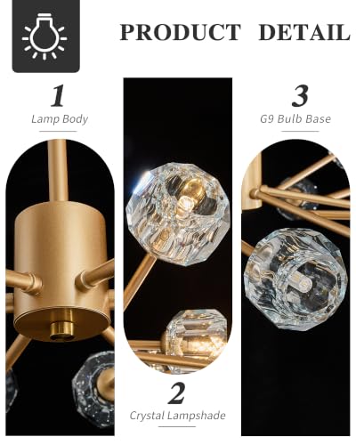 Gold Sputnik Chandeliers for Dining Room Light Fixture Over Table