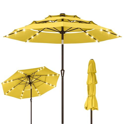 9ft 3 Tier Patio Umbrella with Solar Lights
